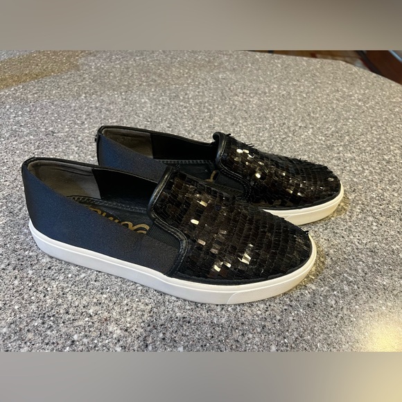 Sam Edelman Black Slip-On sequin.  Like new because they are too big for me. - Picture 2 of 4